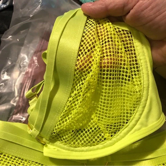 4 Piece Mesh Neon Green Lingerie Set size L - Picture 6 of 11
